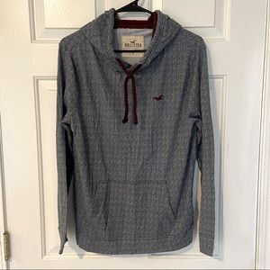 Hollister lightweight hoodie, red and blue, pocket, longsleeve, small